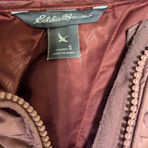 EDDIE BAUER Astoria Hooded Down Parka Puffer Jacket Full-Zip Vintage Rose Size S - Picture 4 of 5